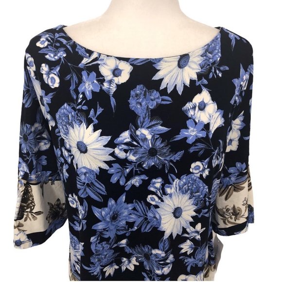 Charter Club Floral Print Elbow Length Sleeve Top NWT Size L - Picture 3 of 13